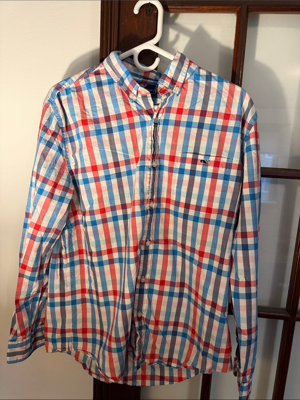 Vineyard Vines Red, Blue & White Plaid Casual Button-Down Shirt